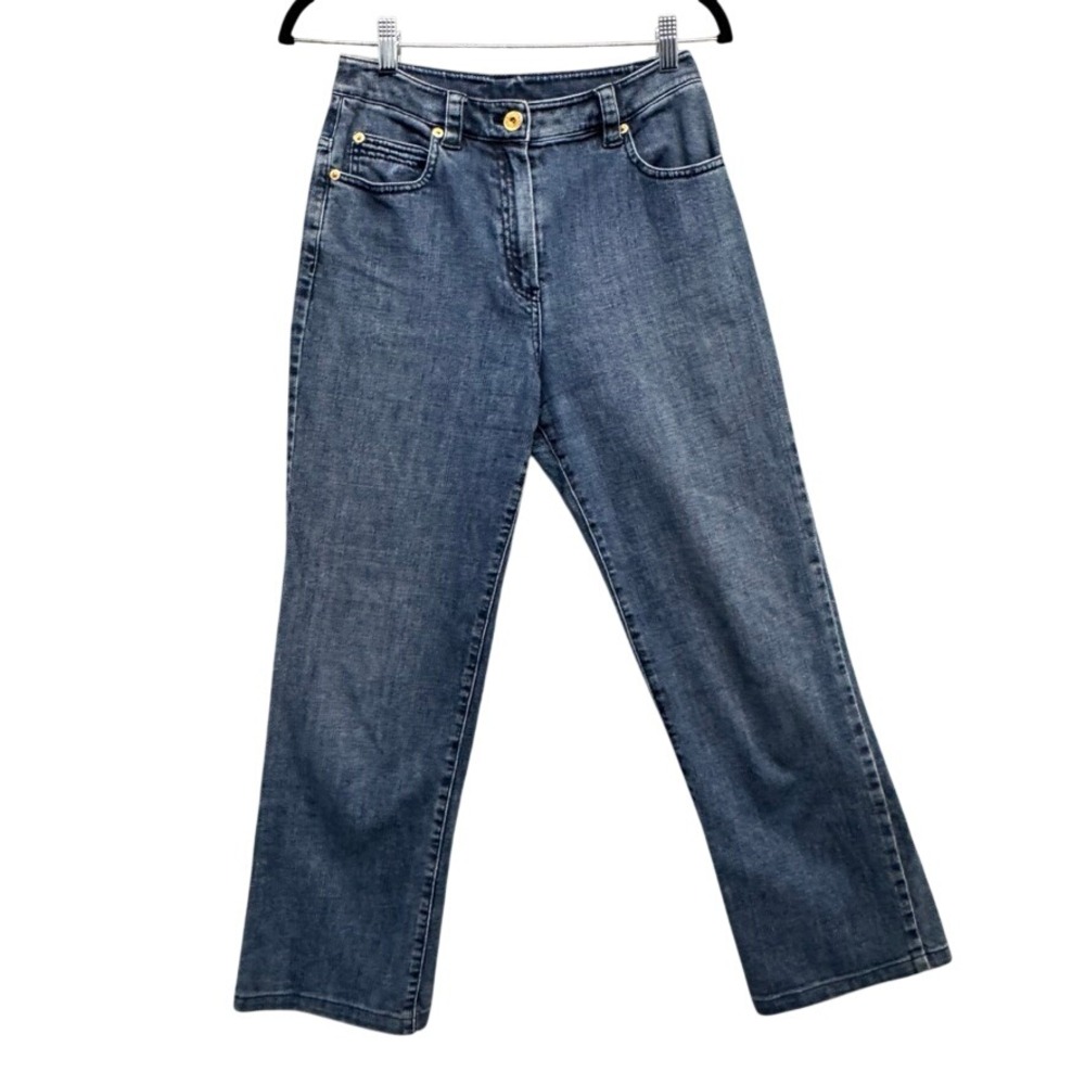 St. John Sport Womens High Rise Straight Leg Jeans Blue Denim Size 2 SJ Logo